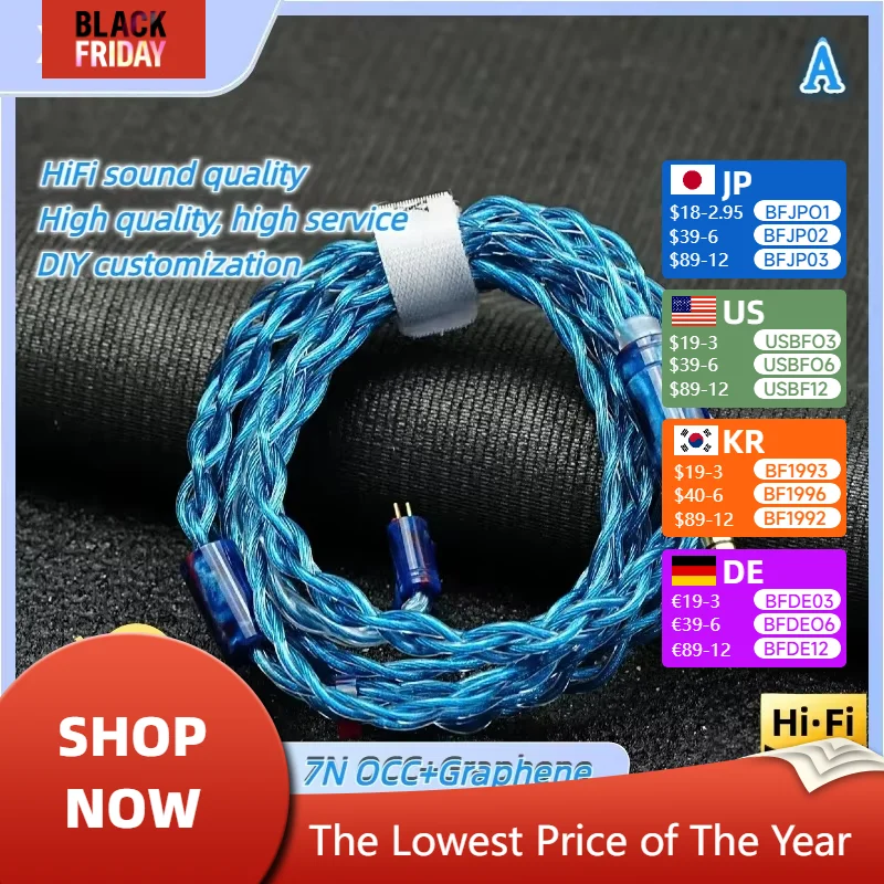 XINHS 4Core 7NOCC Hybrid Graphene Litz Structure Earphone Upgrade Cable IE900 2PIN MMCX QDC for Rinko Yume 2 S12 Pro MK4