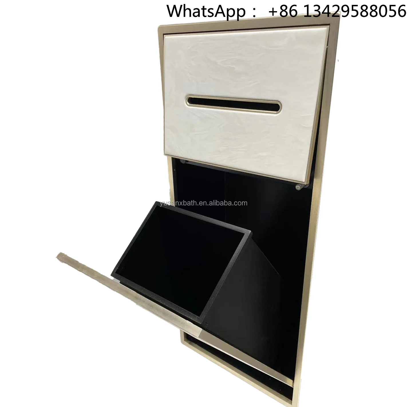 Luxury Modern Marble Finish Bathroom Shelves Stainless Steel Paper Holder & Trash Can Dupont Stone Aluminum Frame for Hotels