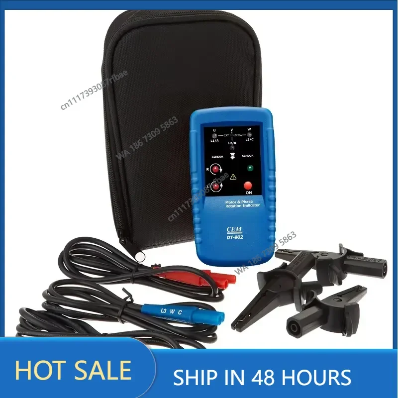 DT-902 High Accuracy Phase Rotation Meter 3 Phase Sequence Motor Rotation Tester 120V-400V AC IP40 Protection Wave Live