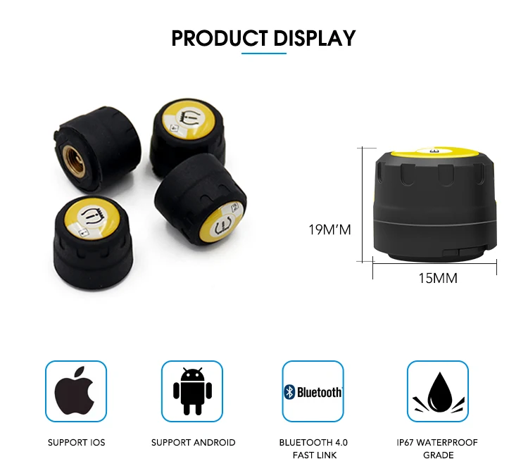 Bluetooth 2.4G V11B Car Tire Sensor Faulty Tire Air Pressure Indicator TPMS Scanner 4 Sensor BLE4.0 Monitor Sensor TPMS System