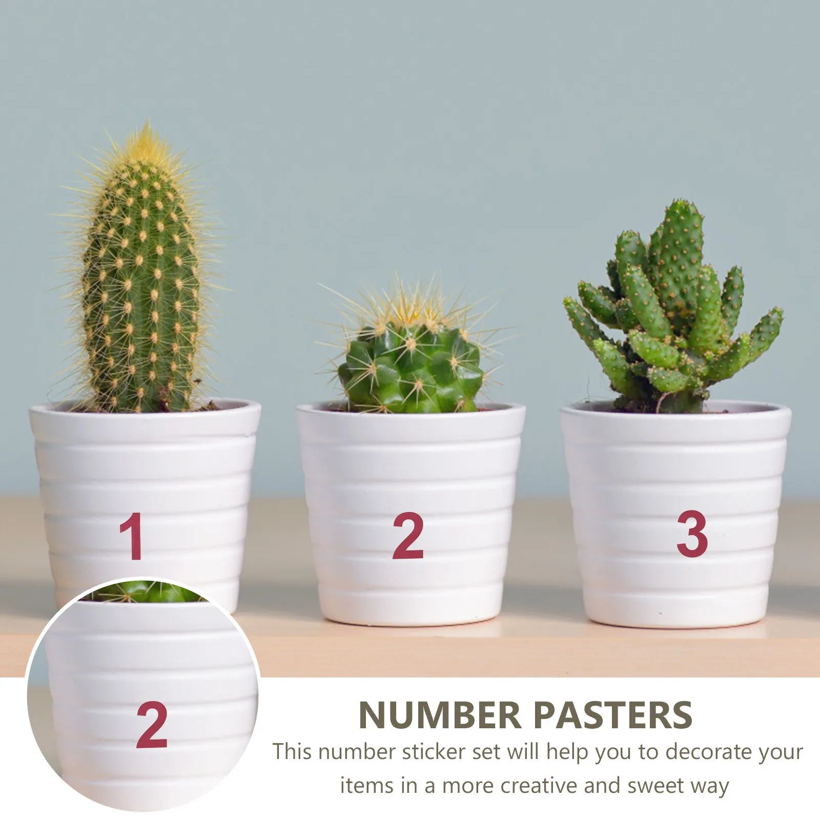 2Sheets Waterproof Number Stickers Round Large Size Adhesive Serial Number Pasters for Clothes Garden Pots Position Marking - view 5