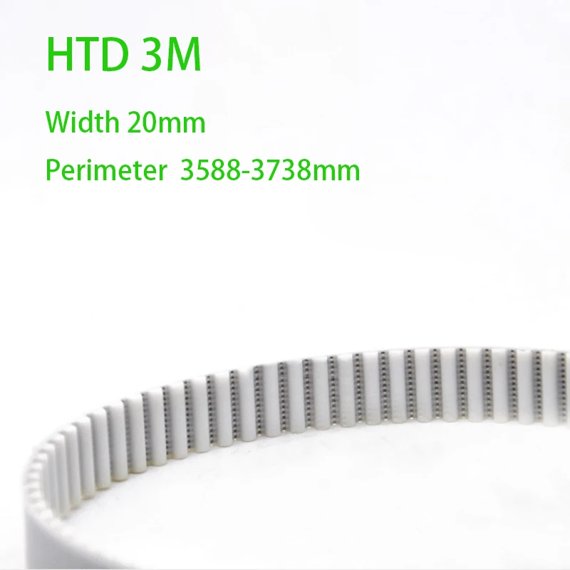 1Pcs Perimeter 3588-3738mm HTD3M PU With Steel Core Timing Belt Width 20mm White Polyurethane Closed Loop Gear Belt