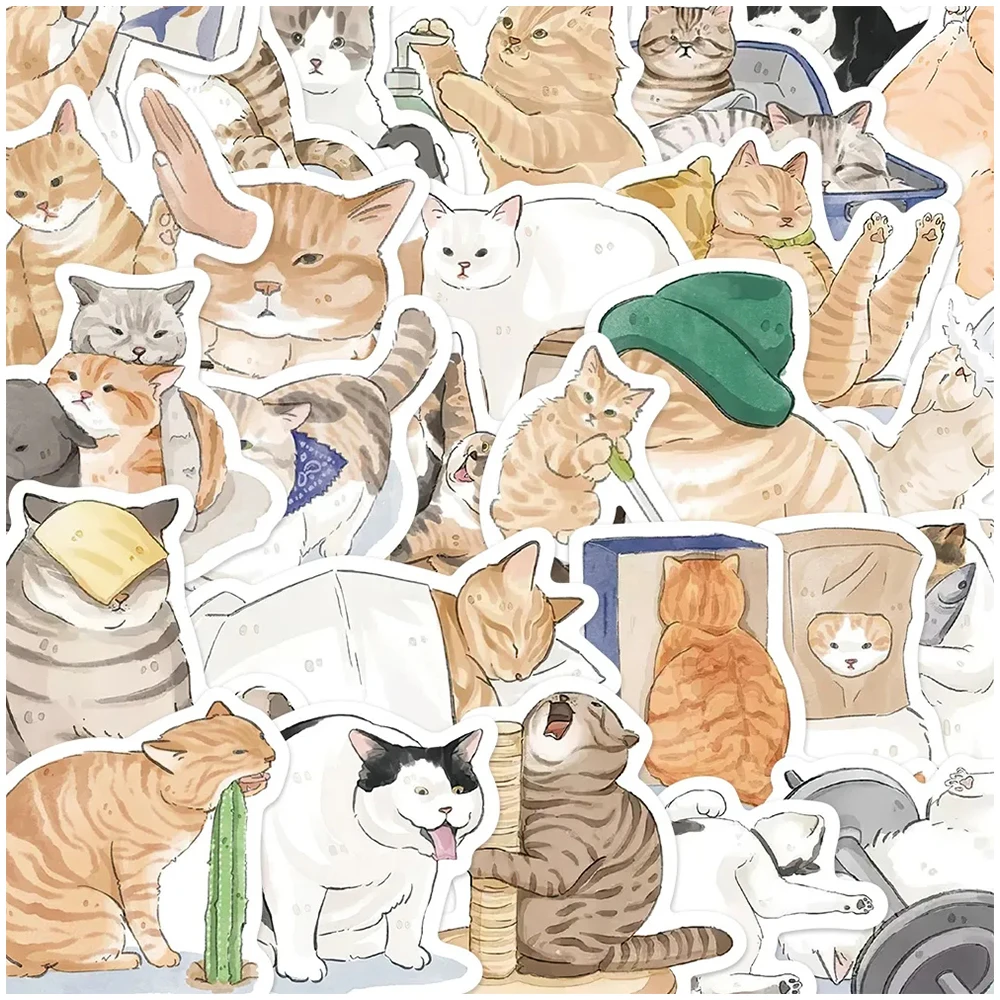 

10/30/54pcs Cute Cats Animal Graffiti Stickers Funny Cartoon MEME Decals Kids Toys DIY Diary Scrapbook Phone Laptop PVC Sticker