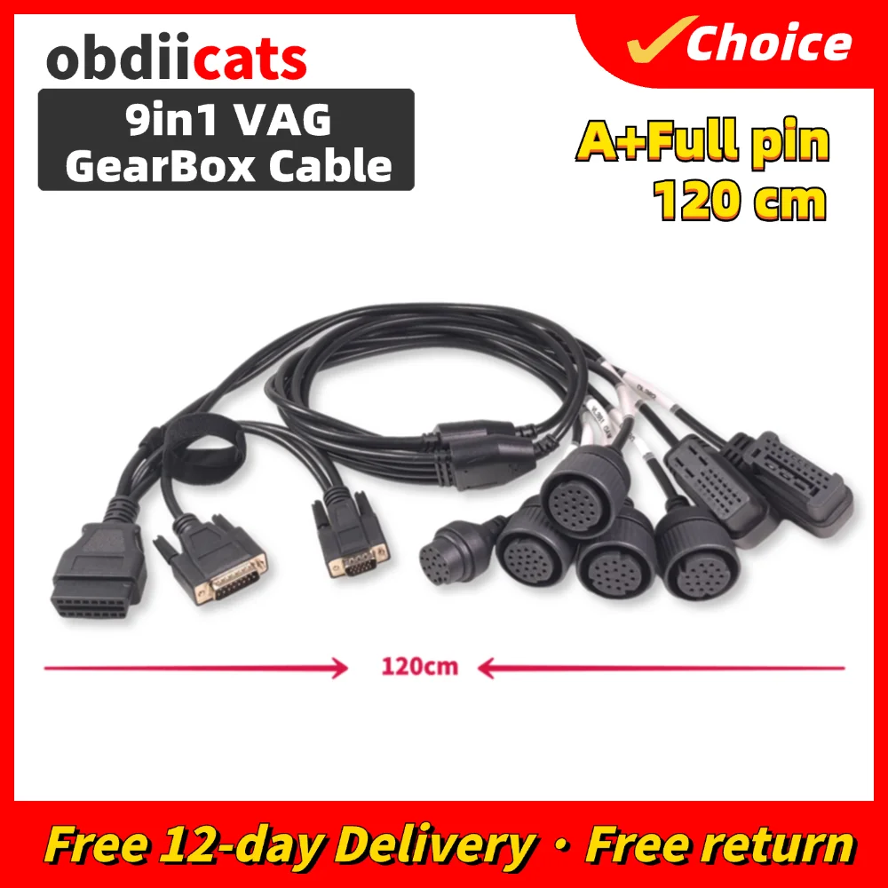 New 9In1 Kit GearBox Adapter Cable OBD2 Converter Cable for VAG  Car Diagnostic Tool with DB15 Connector VL381 DQ250 DQ500 DL501