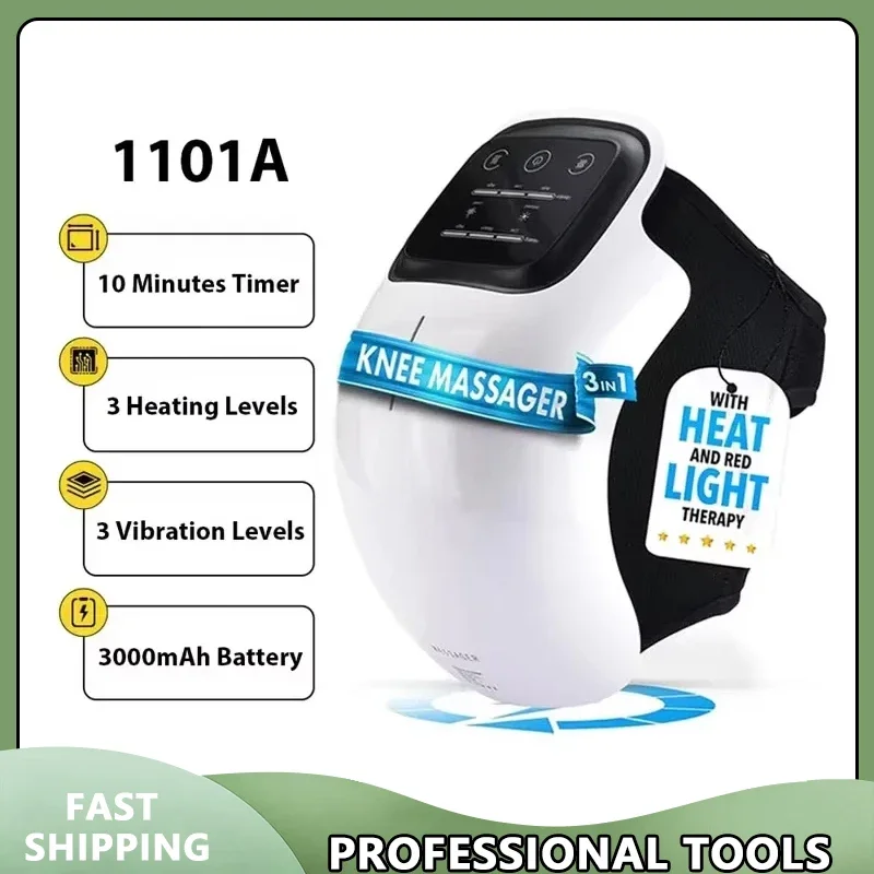 

Cordless Knee Massager Red Light and Massage Therapy with LED Screen 3 Levels Infrared Heat and Vibration Gifts for Men Women