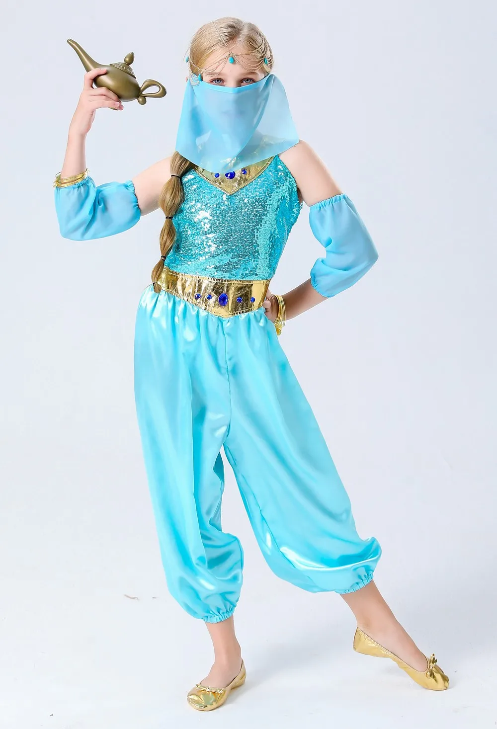 Kinder Cosplay Prinzessin Jasmin Bühne Performance Kostüm