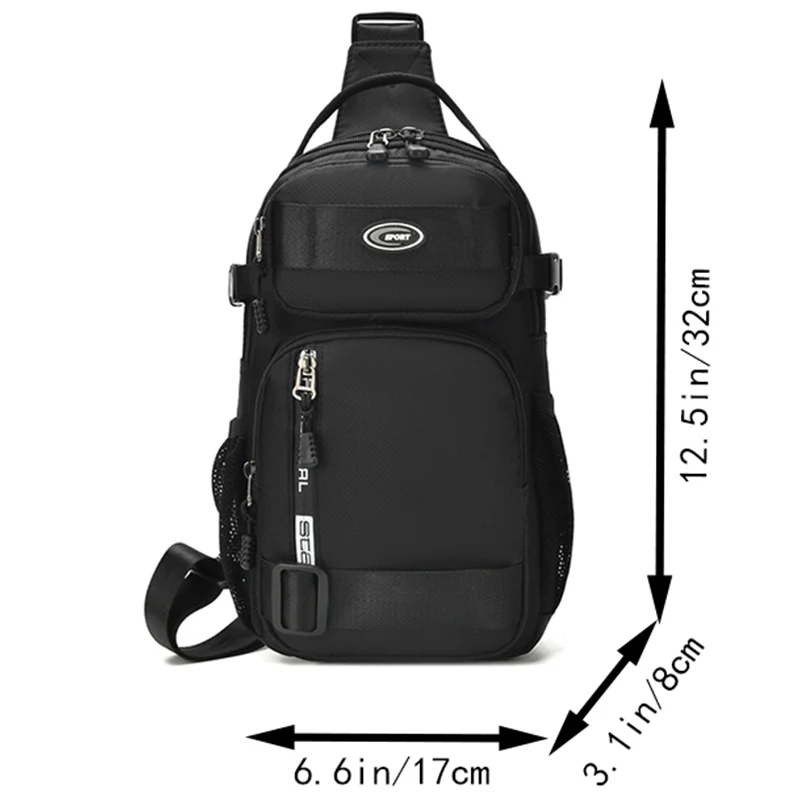 Functional Multi‑pocket Oxford Chest Bag Men Crossbody Sling Pack Anti‑tear For Cycling Hiking Daily Casual Outing