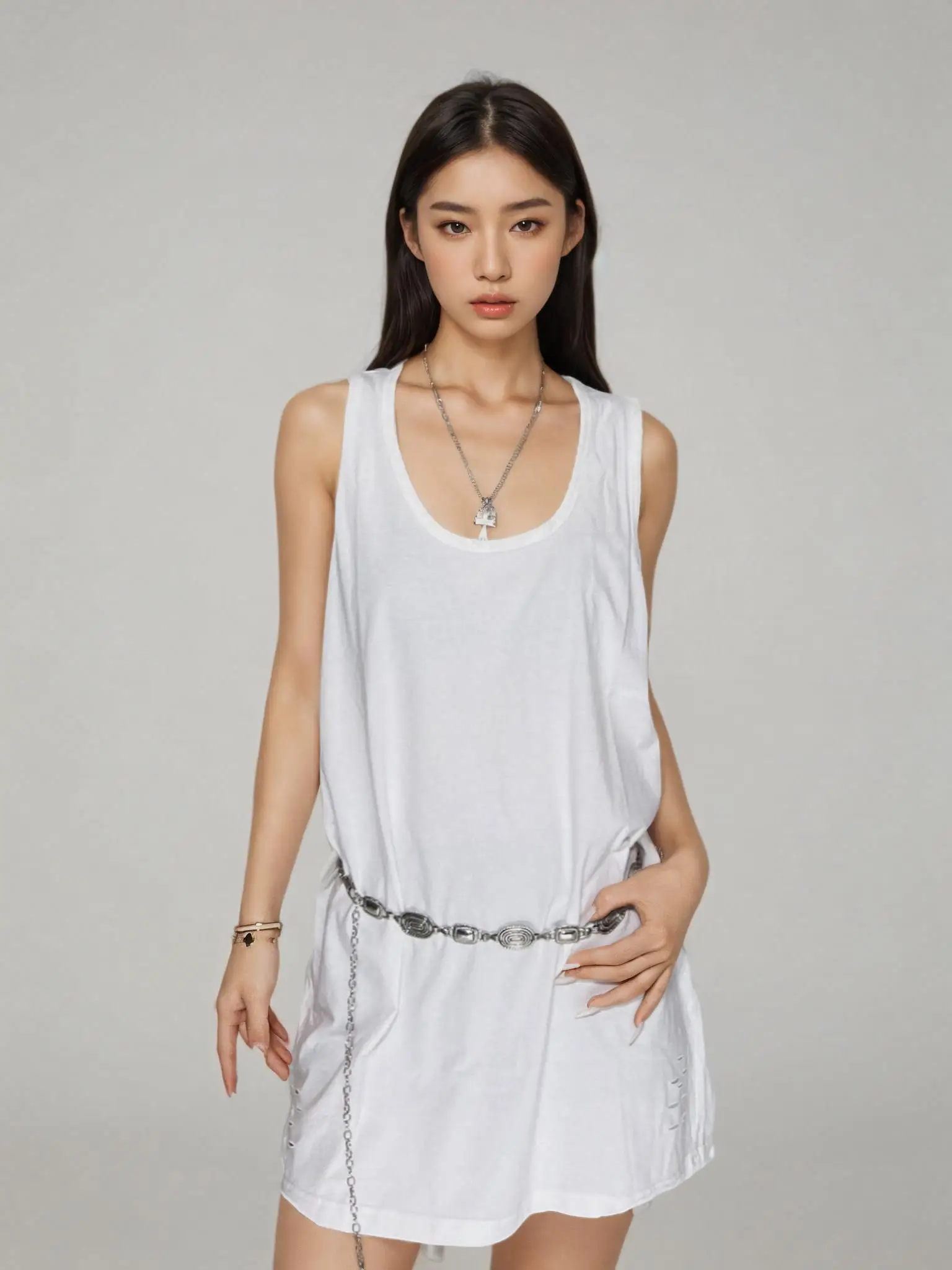 

Летнее универсальное цветное платье-миди без рукавов, повседневное, тонкое, свободного кроя, черное, А-силуэт, с завышенной талией