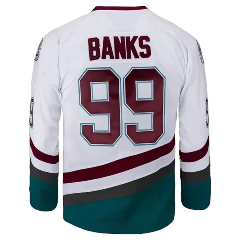 Moie Mighty Ducks Cosplay Jersey Charlie Conway96 Adam Banks99 Jersey de Hockey sobre hielo para hombre 66 Bombay disfraces de fiesta de Halloween Coslao