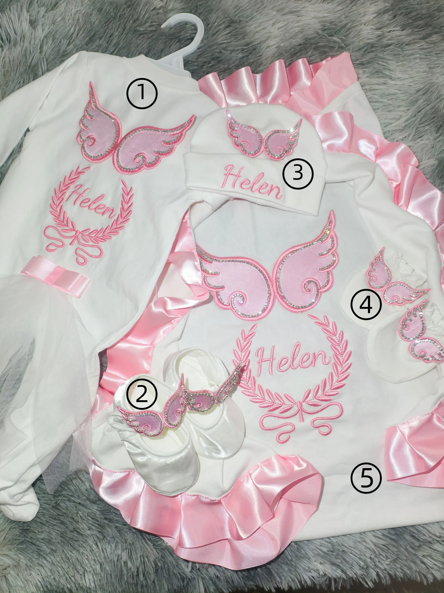 

Newborn Baby Girl Coming Home Outfit – Anti-Scratch Soft Breathable Fabric with Custom Name for Christening