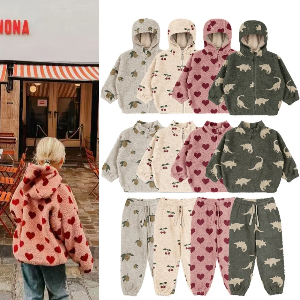 Winter New Arrival Kids Clothing Dinosaur Hoodie Lemon Long Sleeves Top And Pants Set KS Furry Series Children's Outfit for 2025