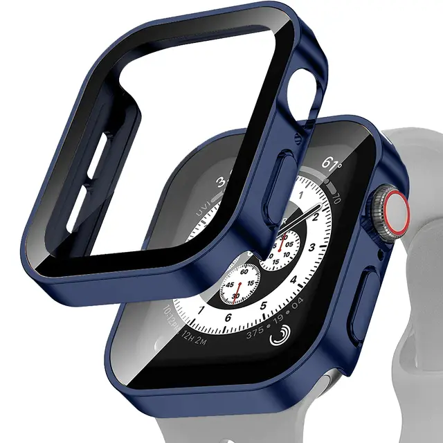 Glass+Case for Apple Watch 42 46mm 45mm 41 49 44mm 40 Mm Straight Edge Screen Protector Cover Case iWatch SE 6 7 8 9 10 11 Ultra - Image 14