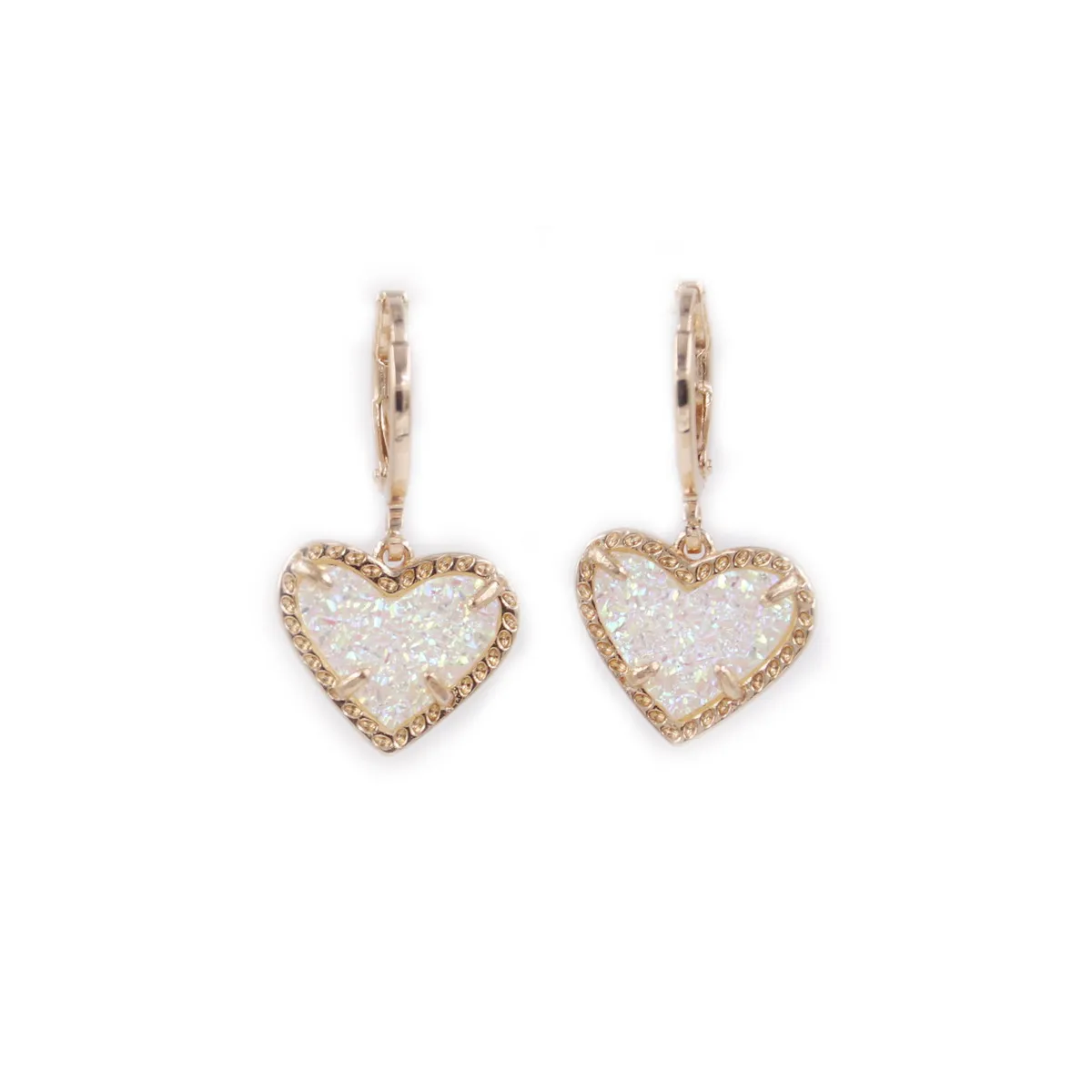 High Quality Small White Glitter Heart Hoop Earrings for Women