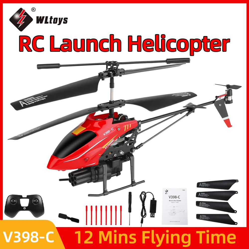 Wltoys RC Helicopter V398-C Plane Launch Helicopter 2.4GHZ 6-Axis Gyro Pressure Altitude 3PCS Motor Remote Control Aircraft