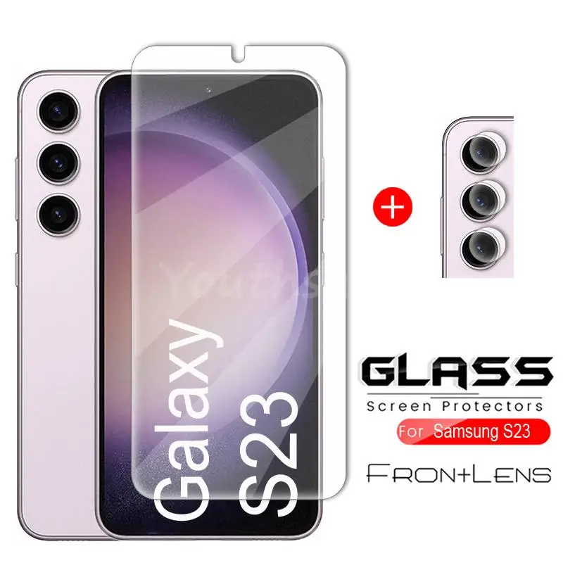 For Samsung Galaxy S23 FE Glass Samsung S23 S22 S21 Plus S22 Plus S20 S23 FE Glass Screen Film Lens Protector Tempered Glass