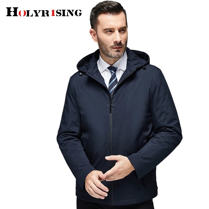 

men parka windproof outwear detachable hoodie zipper chamarras para hombre business simple male cotton padded coat 19738