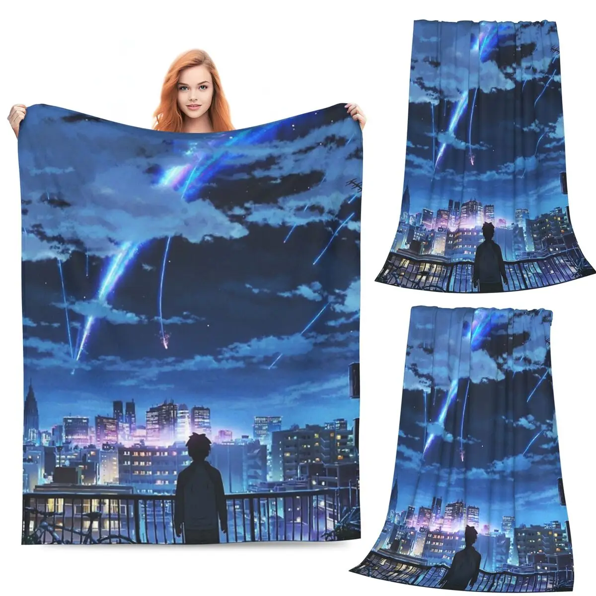 

Anime Scenery - Your Name Blankets Fleece Sofa Breathable Throw Blankets for Couch Bedding Outdoor Throws Bedspread Quilt