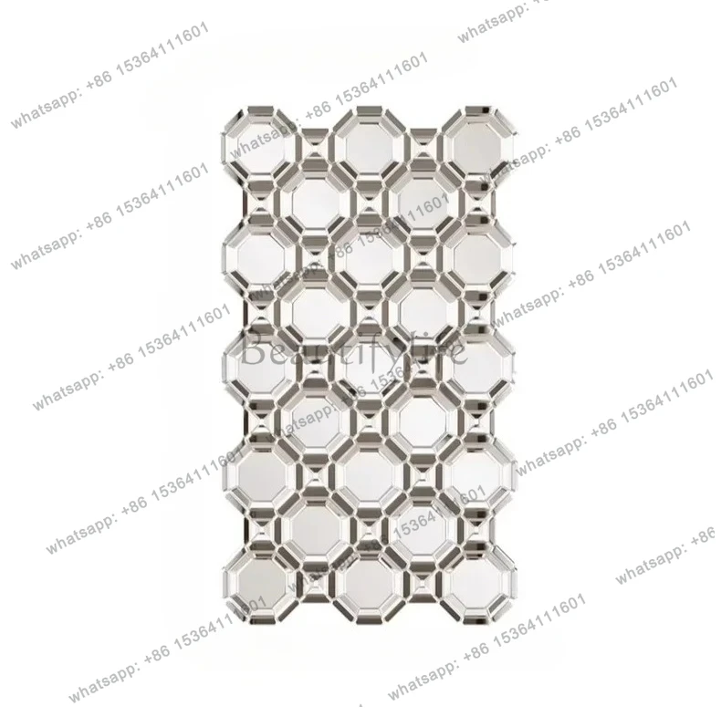Modern simple splicing square arch magic mirror medium and ancient large decorative mirror metal