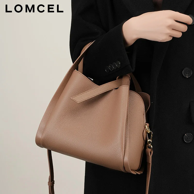 LOMCEL 80 Leather handbag for women - new style grocery bag for mom. Large crossbody bag made of cowhide, resembling a water