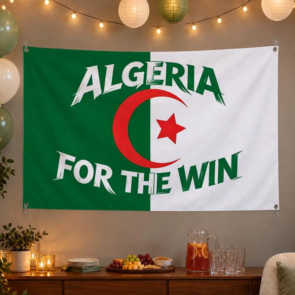 Aesthetic Country Algeria Flags Wall Hanging Banner Indoor Outdoor Party Home Wall Decor Backdrop