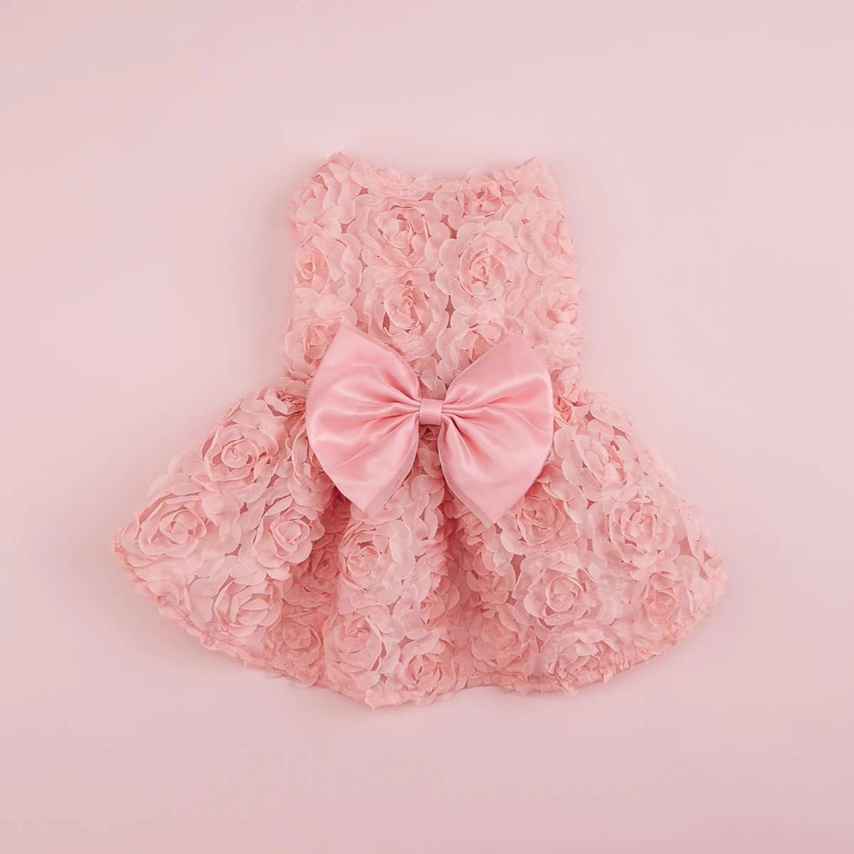 Dog Princess Dress Embroidered Flower Pet Pink Bowknot Princess Clothes Puppy Pet Spring Summer Dresses