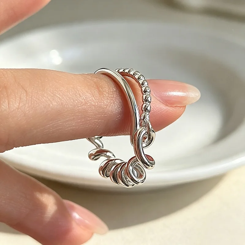 GANPUP Textur-Spiral-Twist Verstellbare Fingerringe für Frauen Kreativer Modeschmuck Neues Geschenk für Paare Party Urlaub Ring – Detail 4