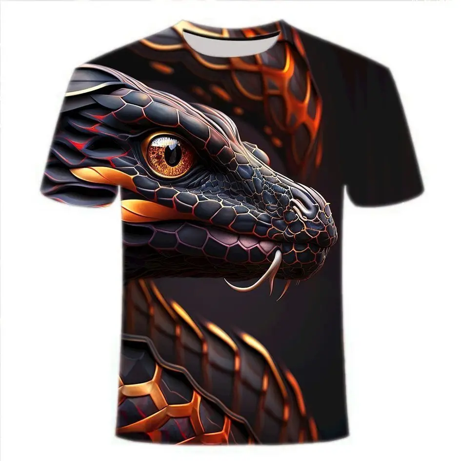 3D Printed short-sleeved stylish round-neck T-shirt with a snake pattern for the summer Kids Tshirt Men's Shirts Woman t-shirts