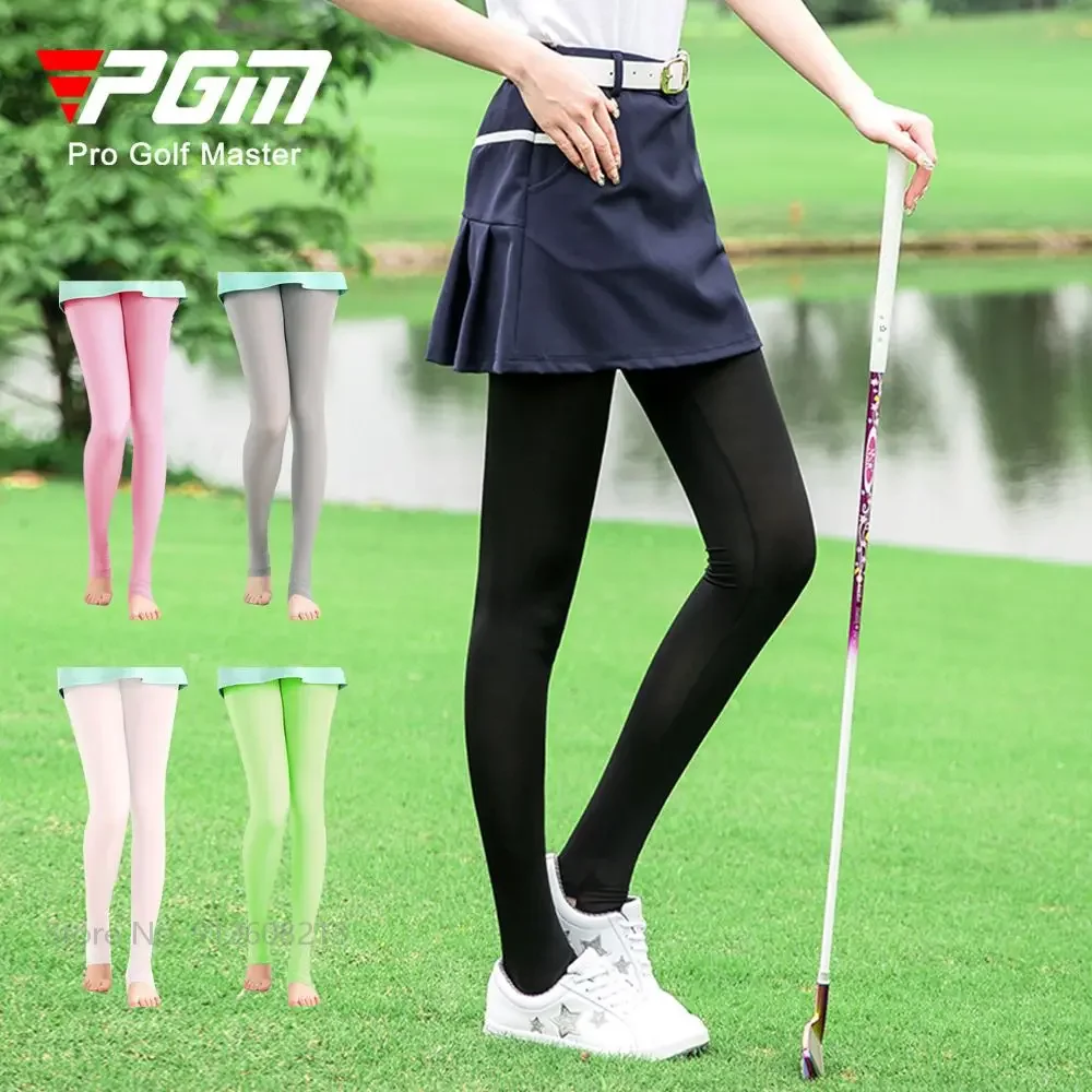 PGM oddychające kobiece legginsy pończochy krem do opalania damskie spodnie golfowe lodowy jedwab wysokie elastyczne pończochy zewnętrzne cienkie, długie skarpety — zdjęcie 3