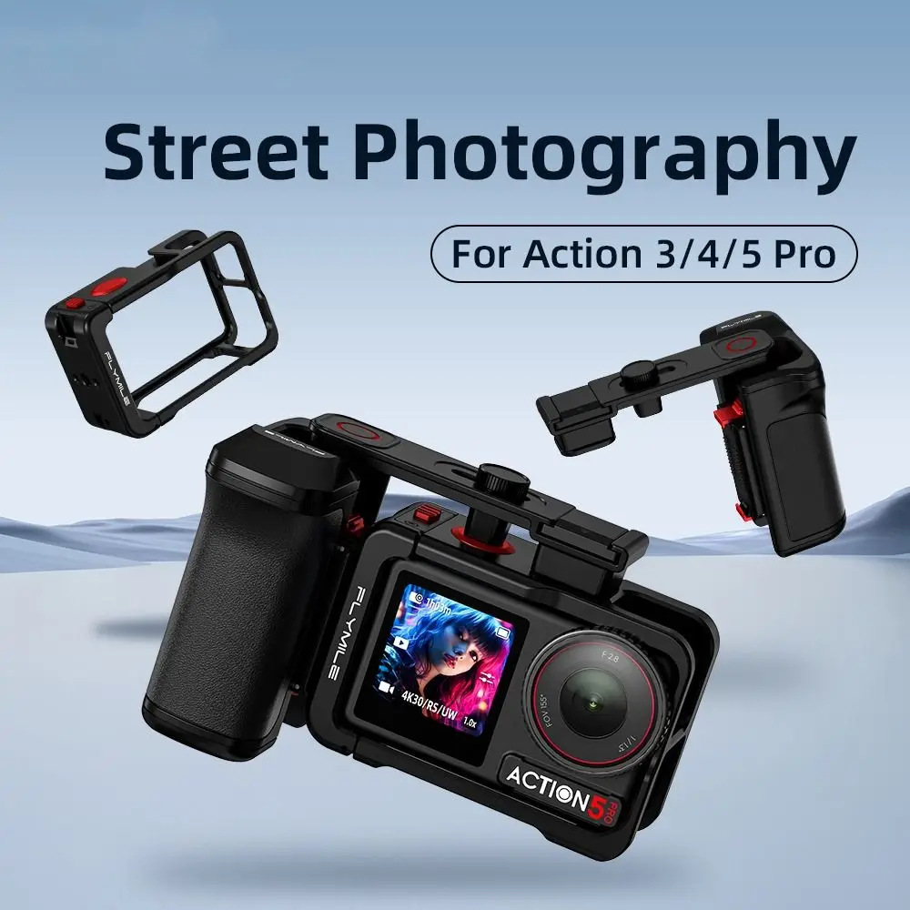 Quick Release Xplorer Grip Kit Handle Plastic Handle Metal Frame Street Grip Holder Frame for DJI Osmo Action 5 Pro/4/3