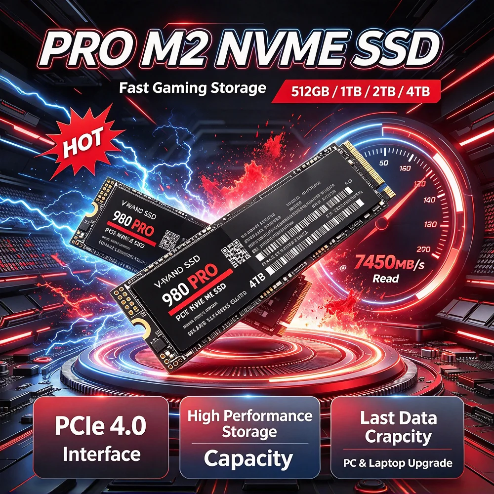 M2 NVMe PCIe Gen4 SSD 1TB 2TB 4TB  Internal Solid State Hard Drive 980-PRO 7450MB/s Fast Transfer Storage for Desktop Upgrade