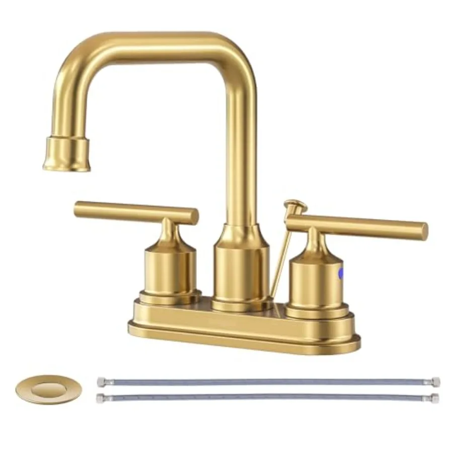 

Bathroom Faucet 4 inch Bathroom Sink Faucet 3 Hole RV Sink Tap 2 Handle Vanity Taps with Drain Assembly Centerset Lavatory Mixe