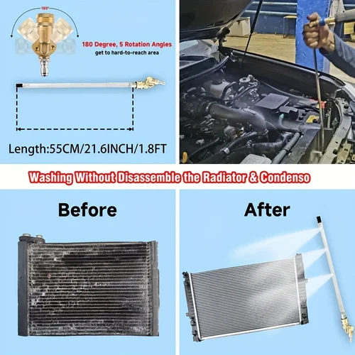 Imagen 2 del producto Varita de limpieza de radiador de coche, tanque de agua para lavadora a presión, varita de lavadora eléctrica para coche y camión, herramienta de limpieza de canalones con 1/4 sin extracción