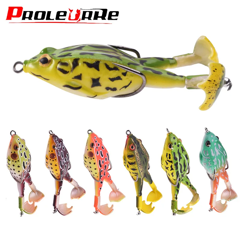 Proleurre-Double Propeller Frog Lure, iscas macias de silicone, Wobblers Topwater, isca artificial para baixo, Catfish Pesca Tackle, 9cm