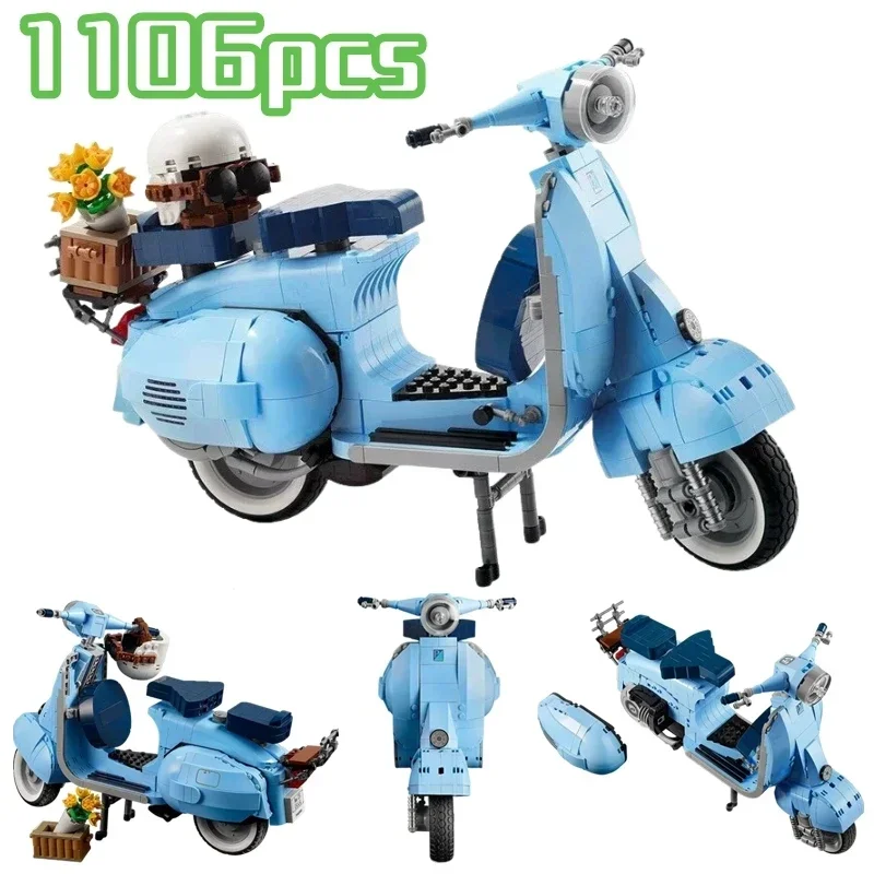 2024 Technical Roman Holiday Vespas 125 Motorcycle Building Blocks City Moto Model Moc 10298 Assembling Toys Kid Boy Gifts