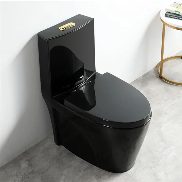 Black toilet, silent and slowly lowering wall row ceramic one-piece toilet, high temperature non-fading flush toilet
