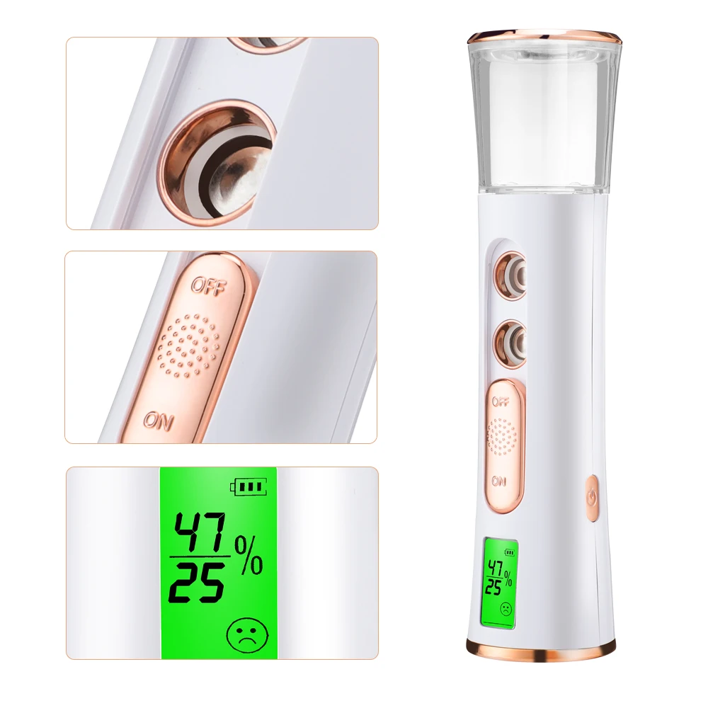 Vaporizador Facial de doble cabezal, pulverizador de niebla Nano, Humidificador hidratante de belleza, prueba de piel, cuidado LED