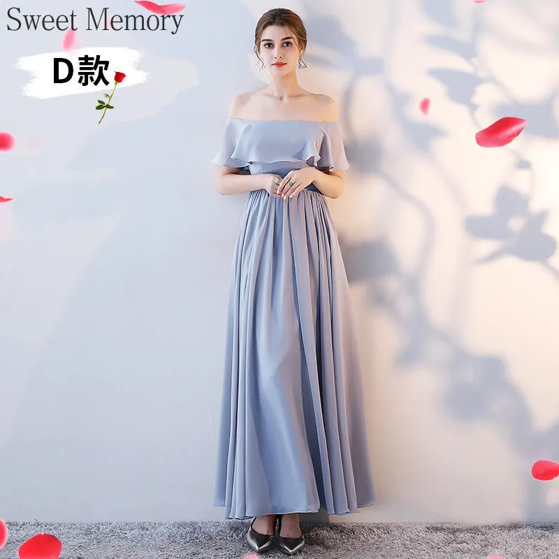 Personalizza dolce memoria rosa grigio Chiffon abito da damigella d'onore moda sposa abiti da sposa per le donne abito da sera da ballo