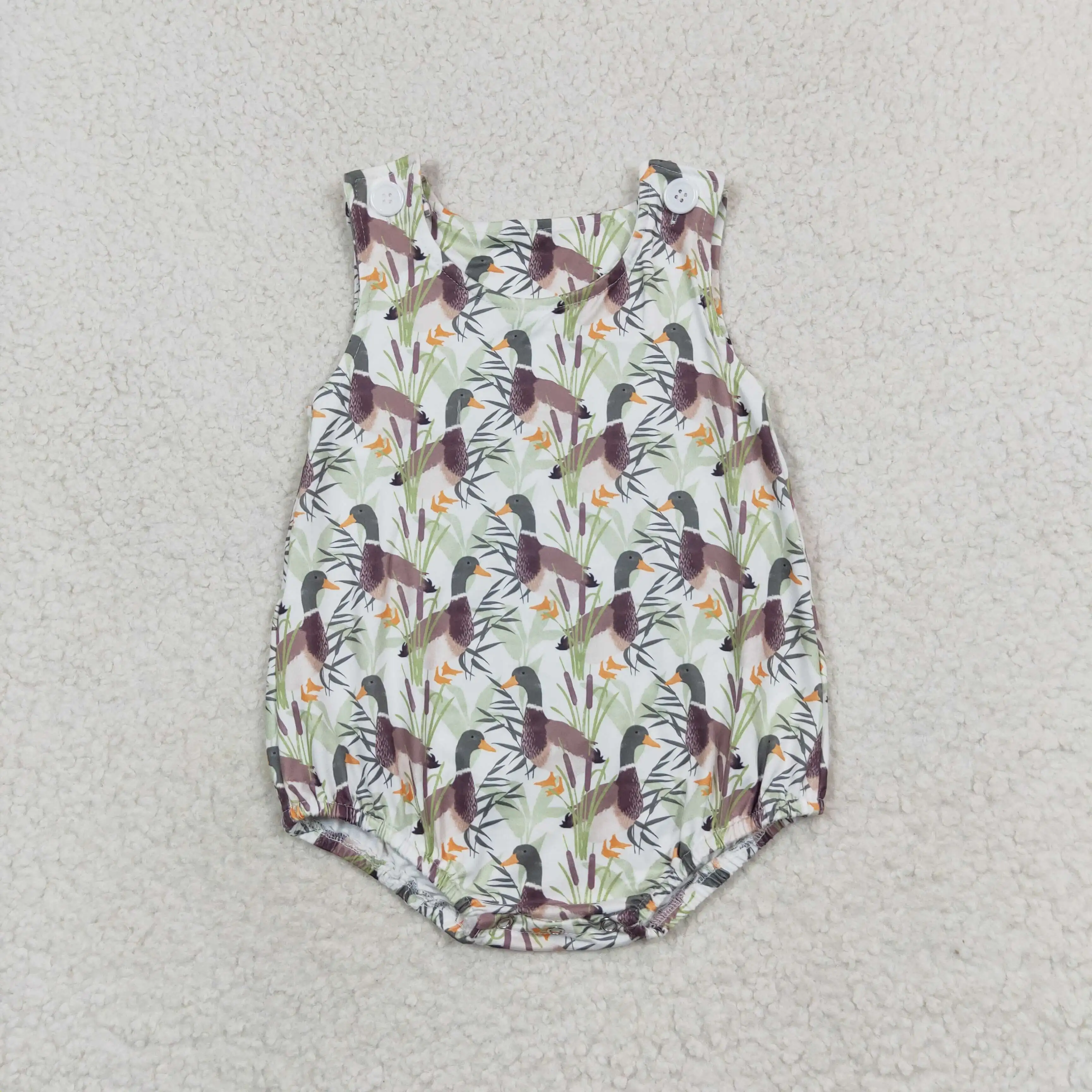 

SR1251 Fashion Baby Girls Summer Clothes Toddler Sleeveless Duck Print Kids Boutique Romper