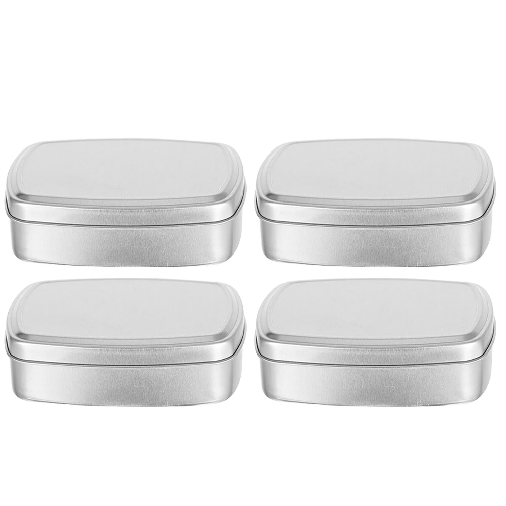 

4pcs Aluminum Soap Boxes Mini Portable Travel Containers 150ml Size Storage Cans With Lid For Daily Use