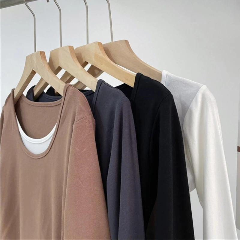 

Women's Neck Long Sleeve T-Shirt Fitted Crop Tops Blouses Streetwear N7YE