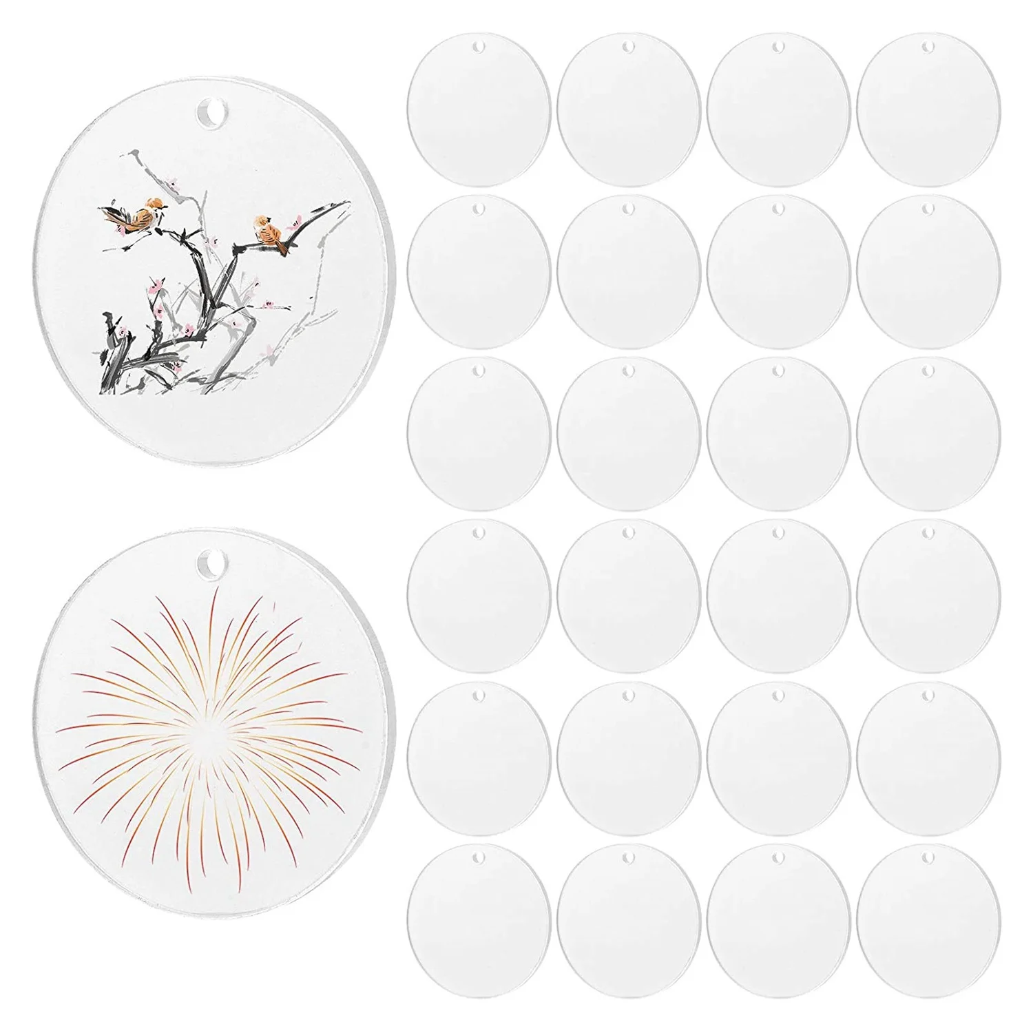 

100 Pcs Acrylic Discs Round Keychain Blanks Transparent Circle Discs Clear Blank Key Chains for DIY Decoration