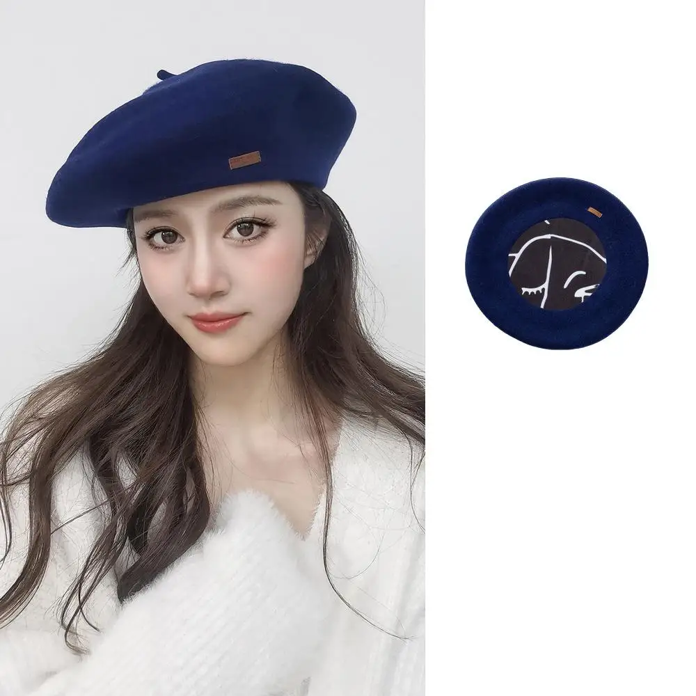 Big Size 60cm Wool Beret Winter Hats For Women Keep Warm Fashion Painter Cap Female Solid Color Boina Casual Large Size Beanie