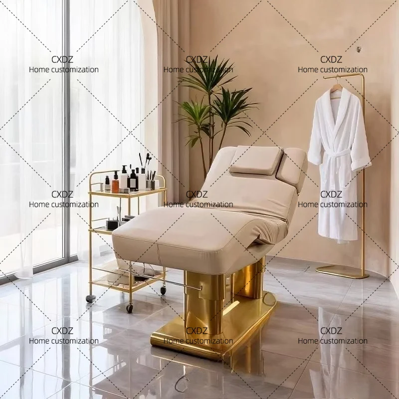XXHeated Beauty Bed Integral Bed Surface Heating, Intelligent Temp Control, One-Key Fast Heat Luxury Golden Base Massage Table
