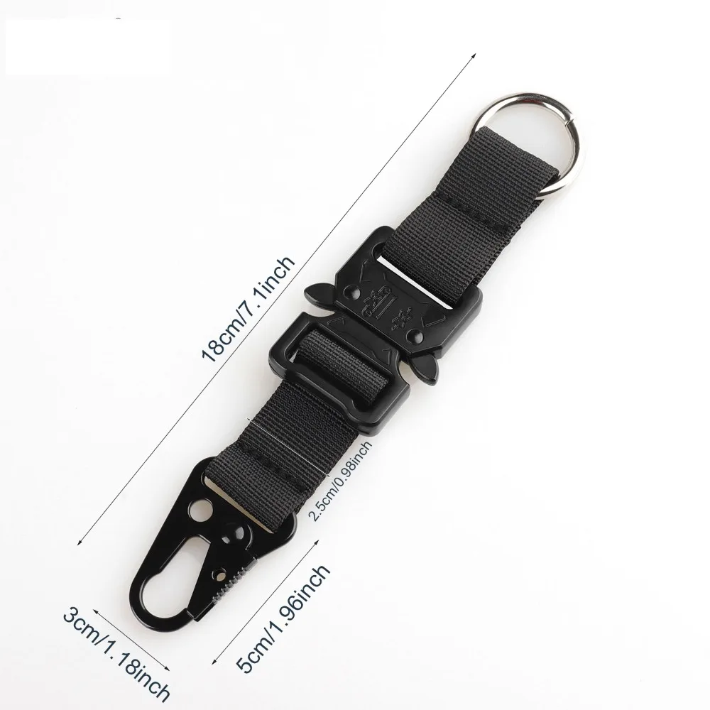 Tactical Backpack Hook Keychain Clips Carabiner Belts Key Chain Loop Double-Split Quick Release Hanging Buckle Outdoor Camping