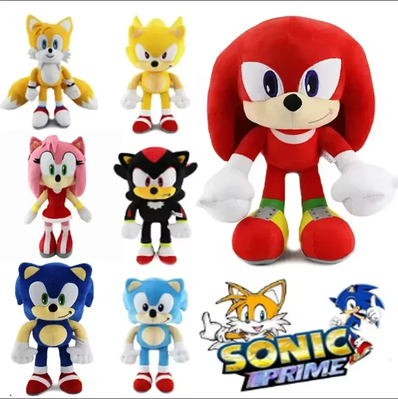 ★30cm-High Quality Sonic Plush Toy Knuckles Tails Amy Rose Plush Doll Cute Soft Stuffed Plush Doll Birthday Gift for Children