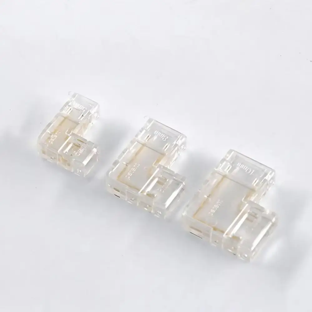 5Pcs/Set Mini Buckle COB Connector 2/3/4Pin Transparent L-Shaped Corner Solderless LED Tape Light Connectors