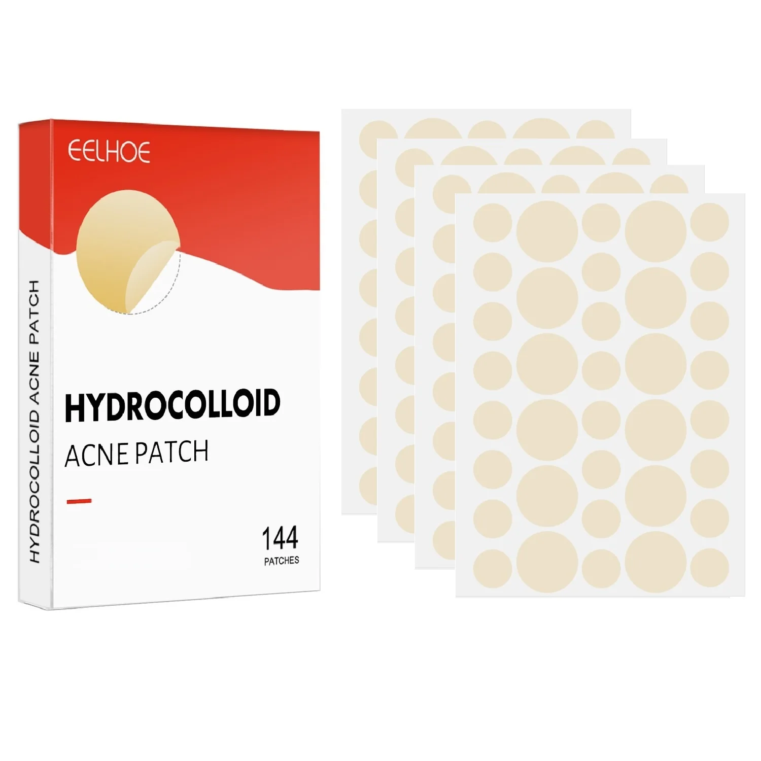 

144 Pcs/Pack Hydrocolloid Acne Pimple Patches Round Shape for Covering Zits and Blemishes