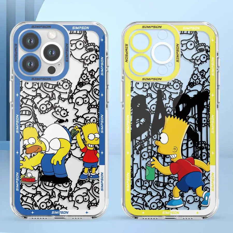 Phone Case for iPhone XS 13 12 11 17 Pro Max 15 14 16 Plus 16e 7 8 SE 17 Air XR Clear Cover Cartoon The Simpson