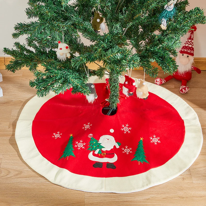 

Handmade Elegant Premium Embroidered Christmas Tree Skirt Creativity Santa Claus Pattern For Festive Holiday Season Decoration