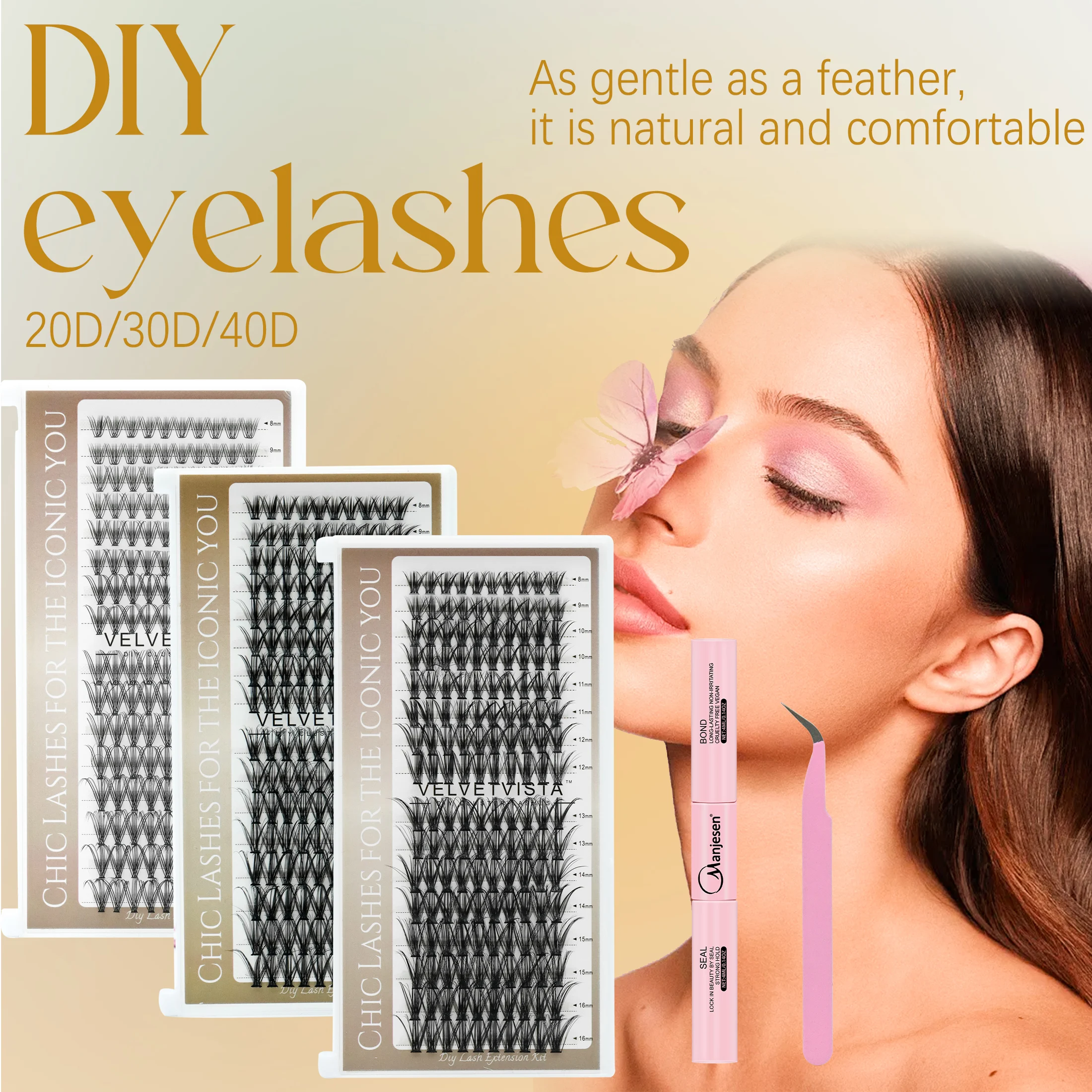 لتقوم بها بنفسك مجموعات الرموش عدة المتفجرة لاش تمديد عدة 20D/30D/40D مع لاش السندات وختم ملاقط رمش عقد قوي يشكلون #1